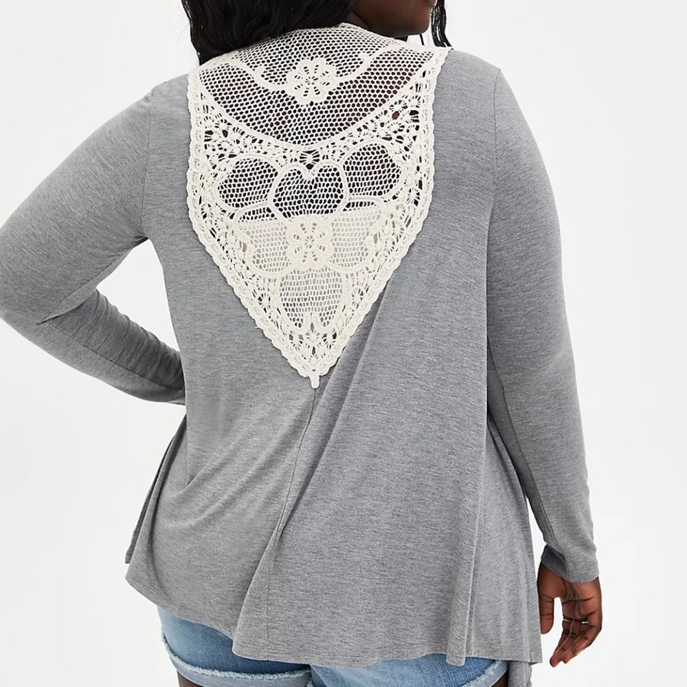 Torrid Super Soft Crochet Grey Cardigan Size 1X